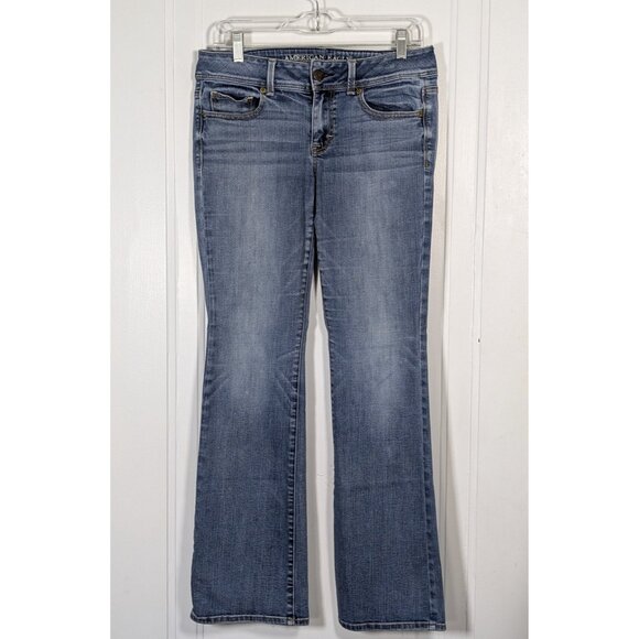 American Eagle Kick Boot Jeans Size 8 Regular Light Blue Wash Stretch Denim VTG - Picture 1 of 5
